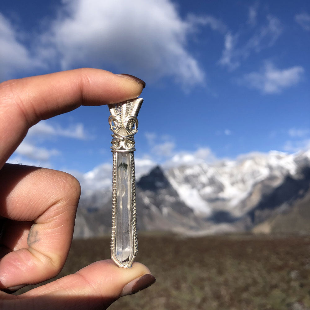 Soul’s Gentle Radiance Clear Quartz Crystal Silver Pendant