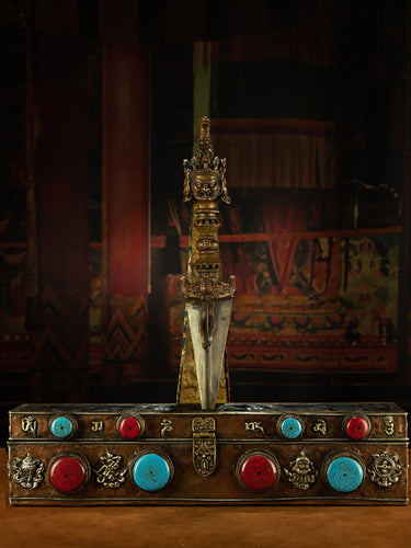 Qing Dynasty Style Tibetan Original Horse-Head Mahakala Three-Faced Vajra Demon-Subduing Dorje