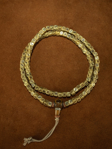Qing Dynasty Style Tibetan Jadeized Old Material Lucky Dice Mother-of-Heaven 108-Bead Prayer Bracelet