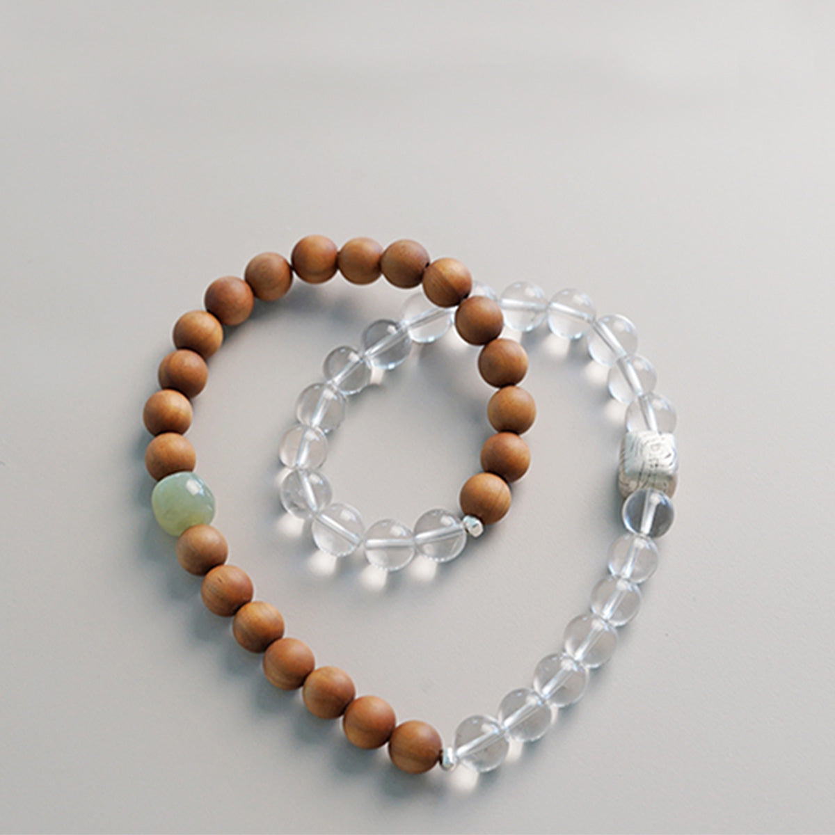 Lucky Energy Clear Quartz and Jade Bracelet