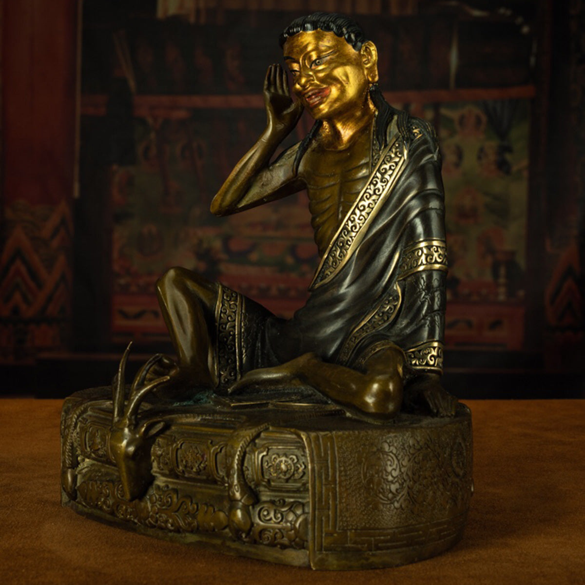 Qing Dynasty Venerable Milarepa Tibetan antique Buddha statue illumination Ganzi Monastery