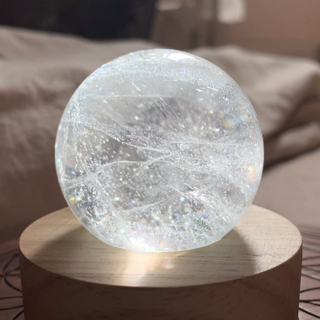 Tibetan White Quartz Crystal Ball Pure Tibetan Healing & Protective Energy