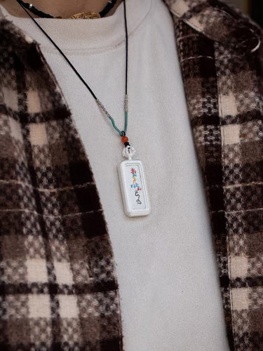 Tibetan Silver Thangka Mantra Pendant