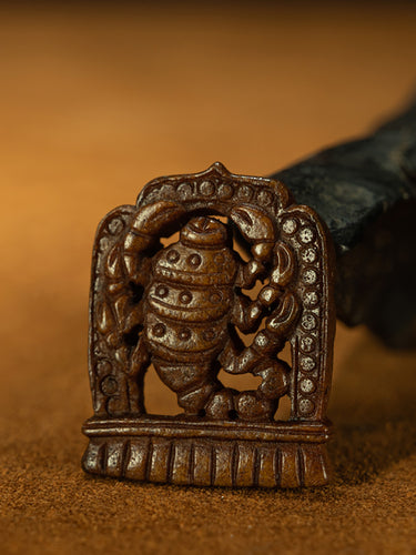 Ming Dynasty Style Tibetan High-Yu Carved Angry Padmasambhava Scorpion Talisman Pendant