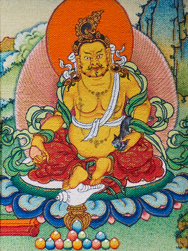 Prosperity & Abundance Yellow Jambhala Thangka Pendant