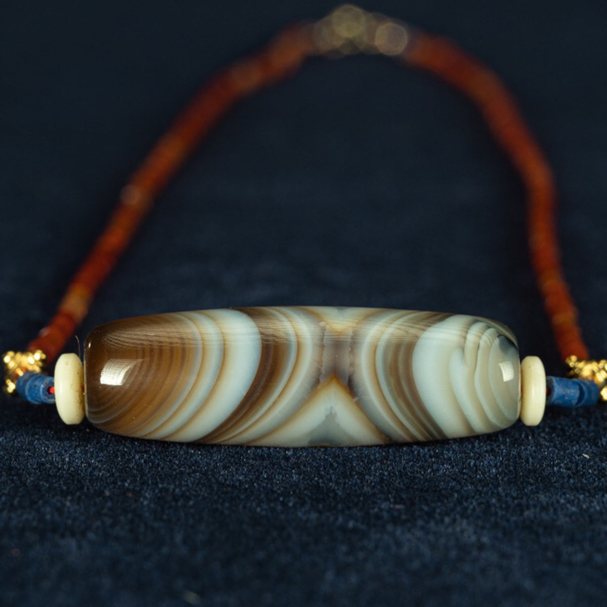 Buddha's Eye Pearl Tibetan Millennium Dzi Bead Sardonyx Natural Manifestation