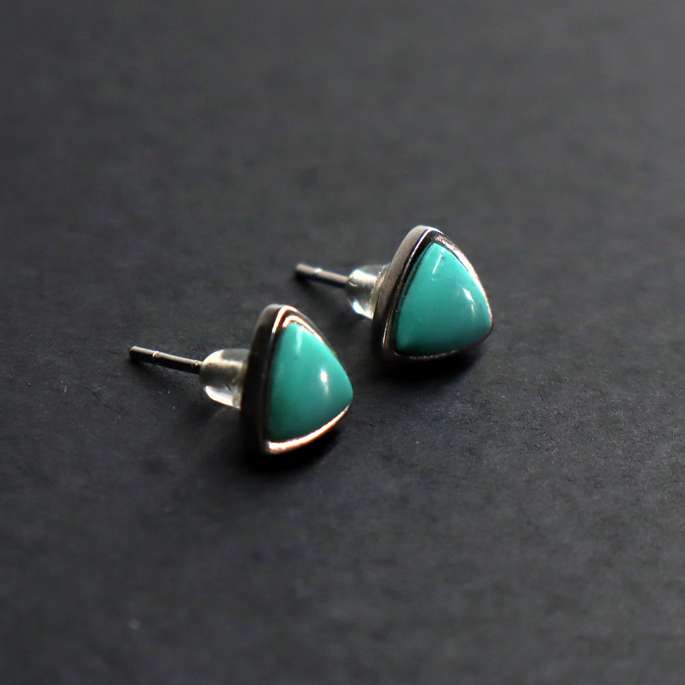 Emerald Wealth Triad – Turquoise Prosperity Energy Stud Earrings