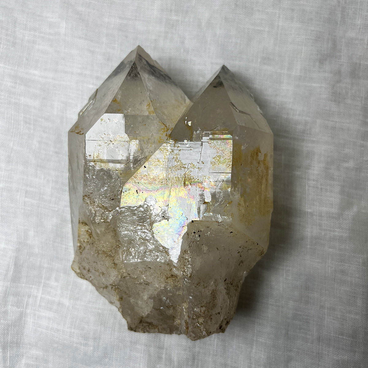 Tibetan White Quartz Crystal Twin Energy Protection Healing