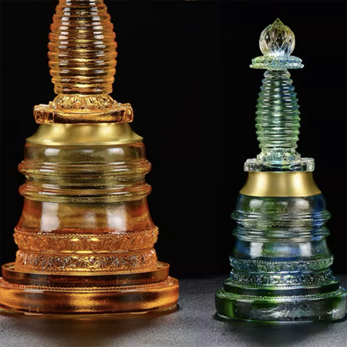 Quartz Crystal Pagoda Tibetan glass Home Buddhist hall worship