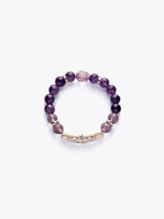 Amethyst Serenity Bracelet with Tibetan Silver Charm