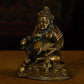 13th Century Tibetan Antique Buddha Statue Yellow God of Wealth Turquoise Inlay  Pala Style