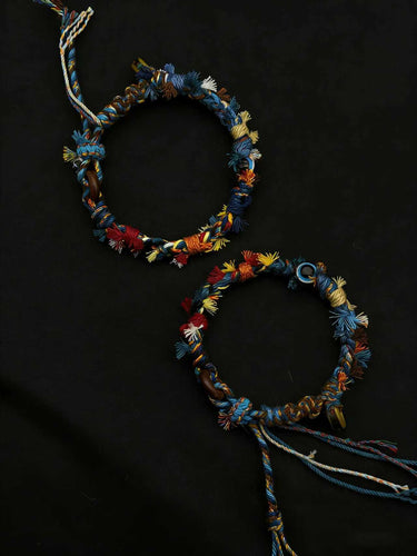 Vibrant Harmony Glazed Bead Wooden Barrel Woven Bracelet
