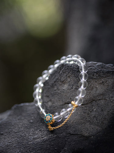 Green Tara White Crystal Utpala Flower Bracelet