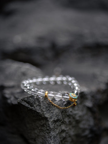 Green Tara White Crystal Utpala Flower Bracelet