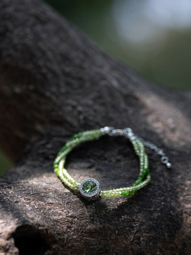 Green Tara Peridot Silver Bracelet
