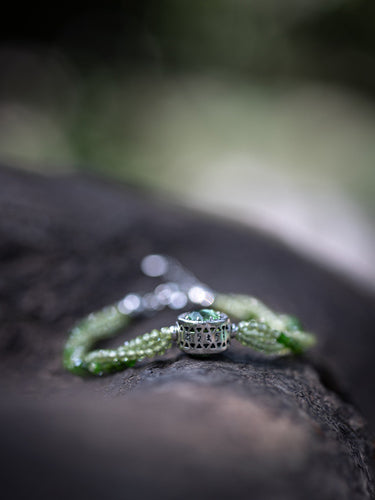 Green Tara Peridot Silver Bracelet