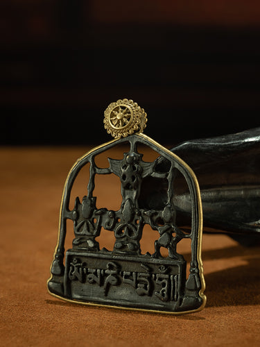 Song Dynasty Style Tibetan Garuda Longevity Three-Deity Old Tietie Amulet Pendant