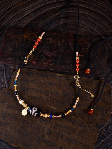 Noble Guidance & Destined Fortune – Guardian Dzi Bead Red Agate Handmade Necklace