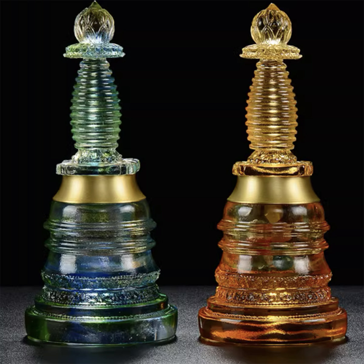 Quartz Crystal Pagoda Tibetan glass Home Buddhist hall worship