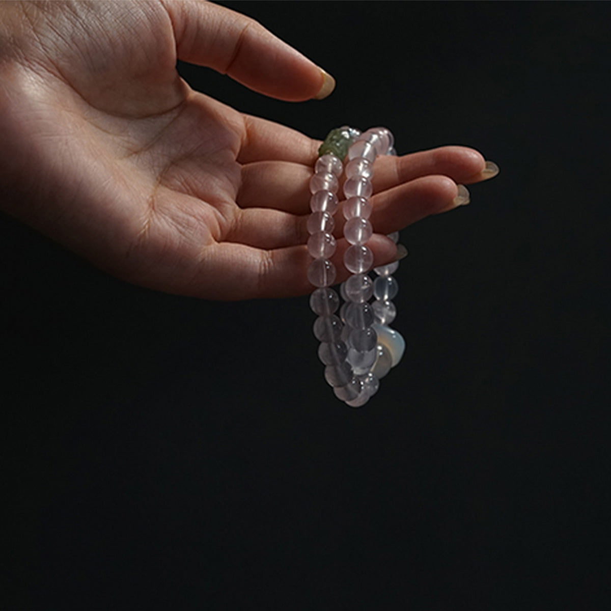 Heartfelt Love Rose Quartz and Jade Bracelet