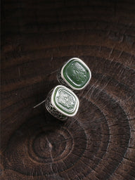 Jade Prosperity Earrings engraved prosperity symbols