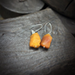 Tibetan Natural Raw Amber Silver Earrings For Wealth