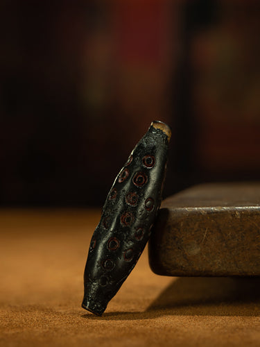 Nyingma 36-Eye Rehula Amulet Pendant | Tibetan Long-Mantra Worn Mud Necklace