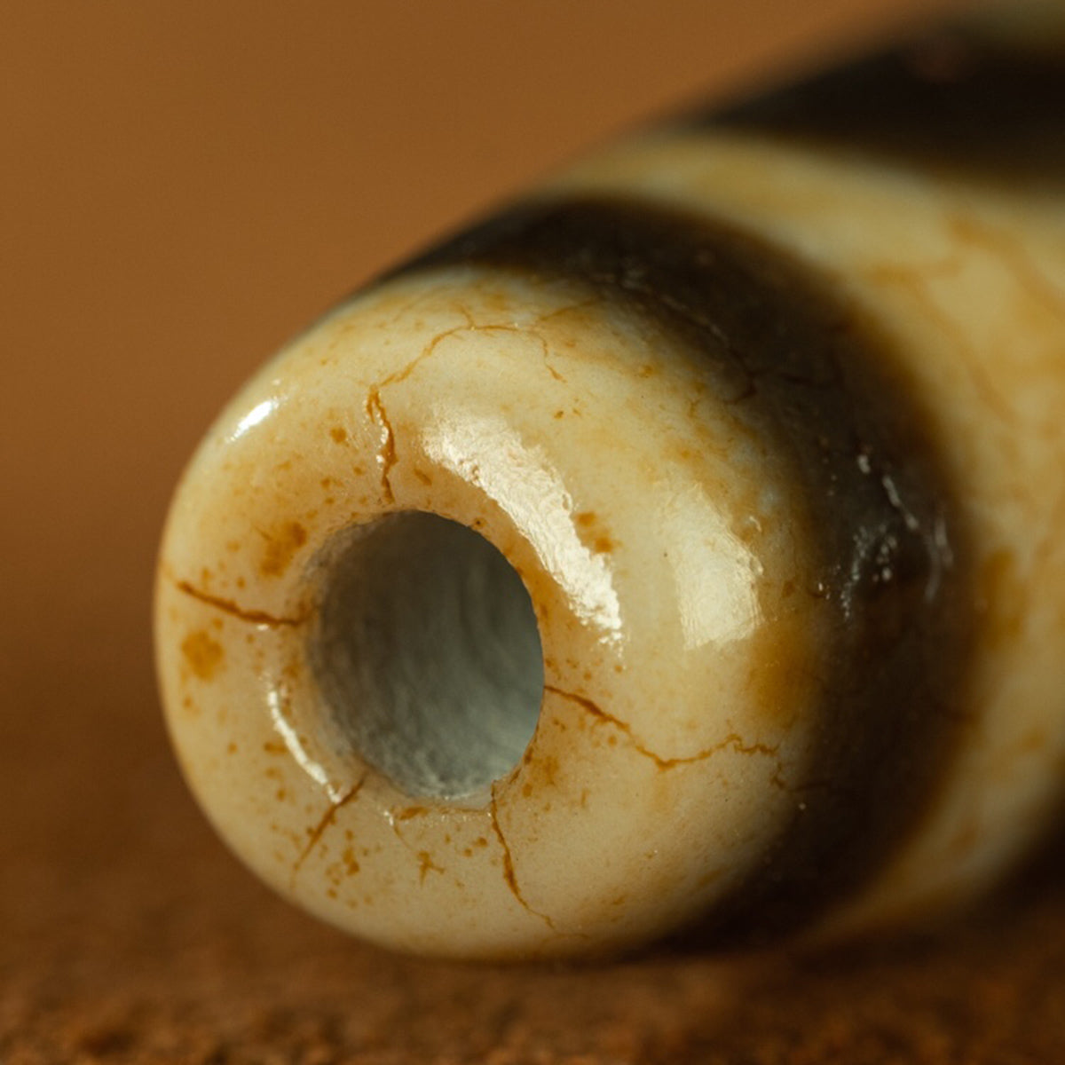 Yellow Tooth Double Tiger Teeth Old Dzi Beads Tibetan Millennium Dzi Beads Calcification