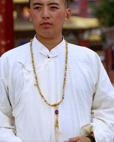 Tibetan Wealth Tiger Eye & Amber Necklace