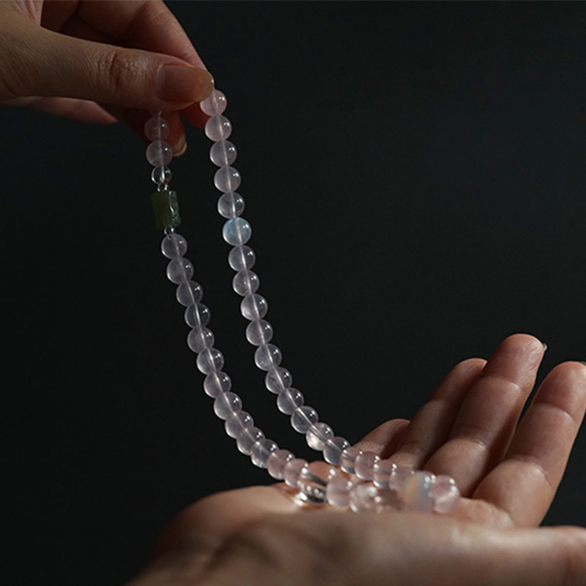 Heartfelt Love Rose Quartz and Jade Bracelet