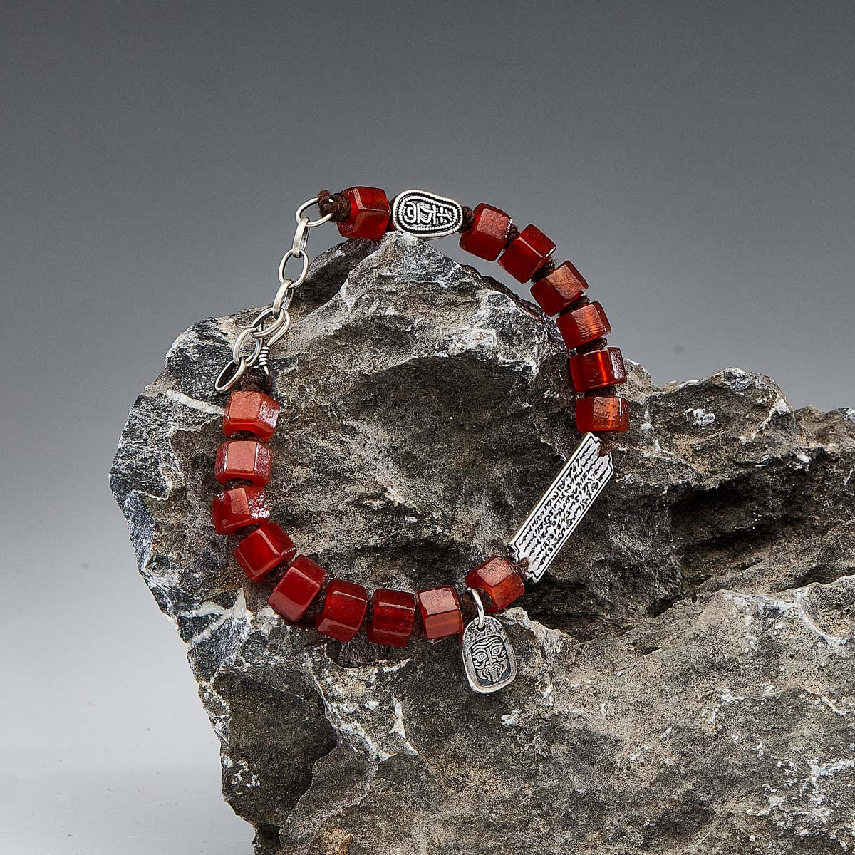 Lucky Energy Agate Silver Bracelet