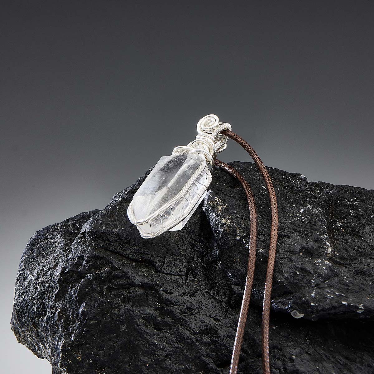 Healing Energy Clear Quartz Sterling Silver Pendant