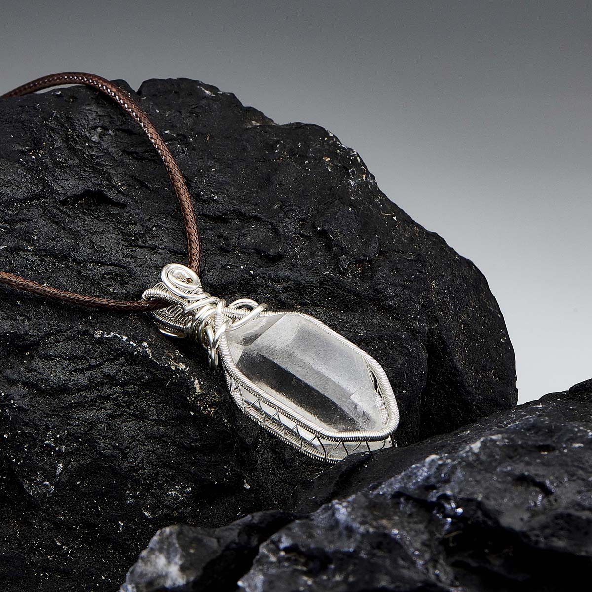 Healing Energy Clear Quartz Sterling Silver Pendant