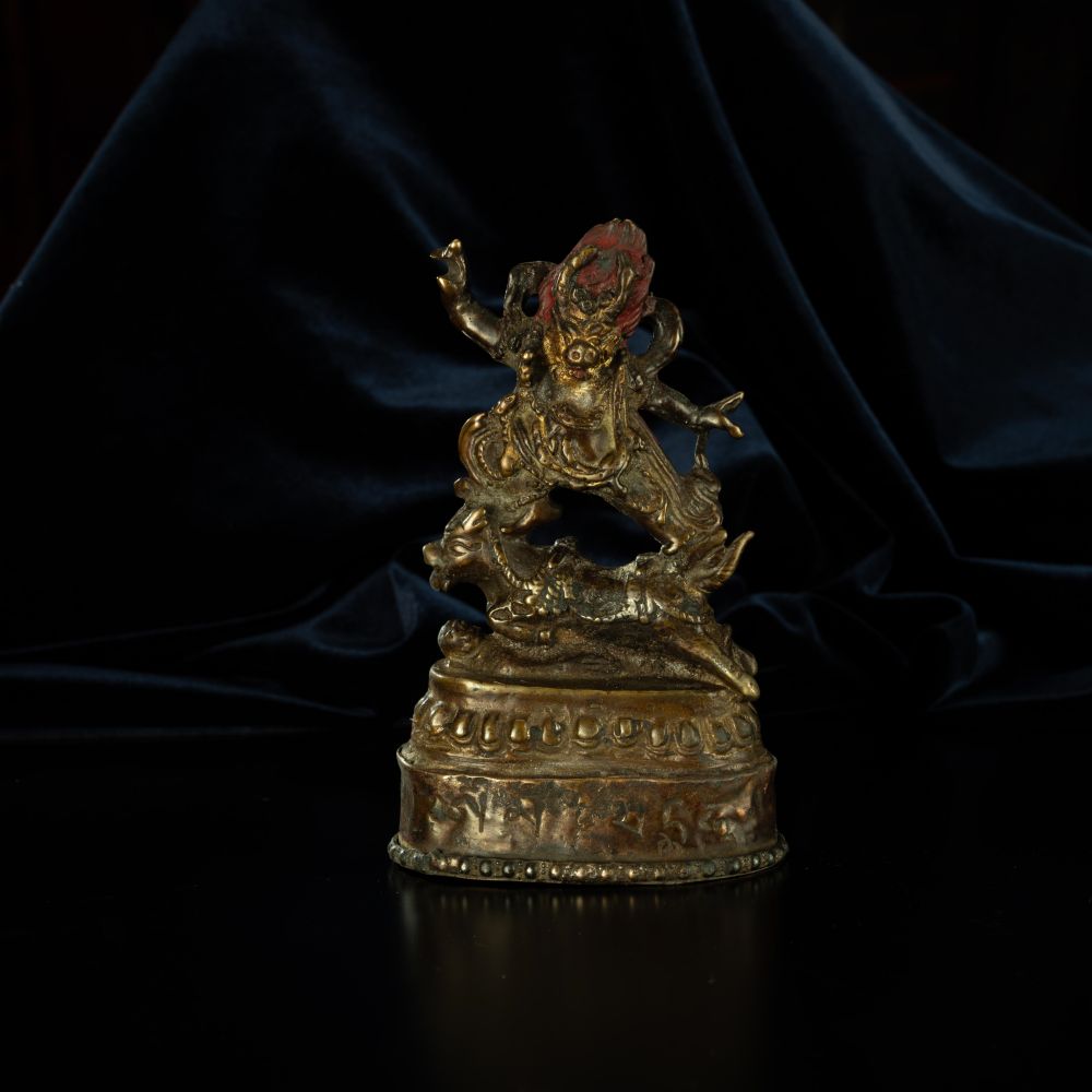 Ming Dynasty Statue of Yama, the Lord of the Underworld Antique Tibetan Buddhist Statue Gilded Tibet Pure Tibetan