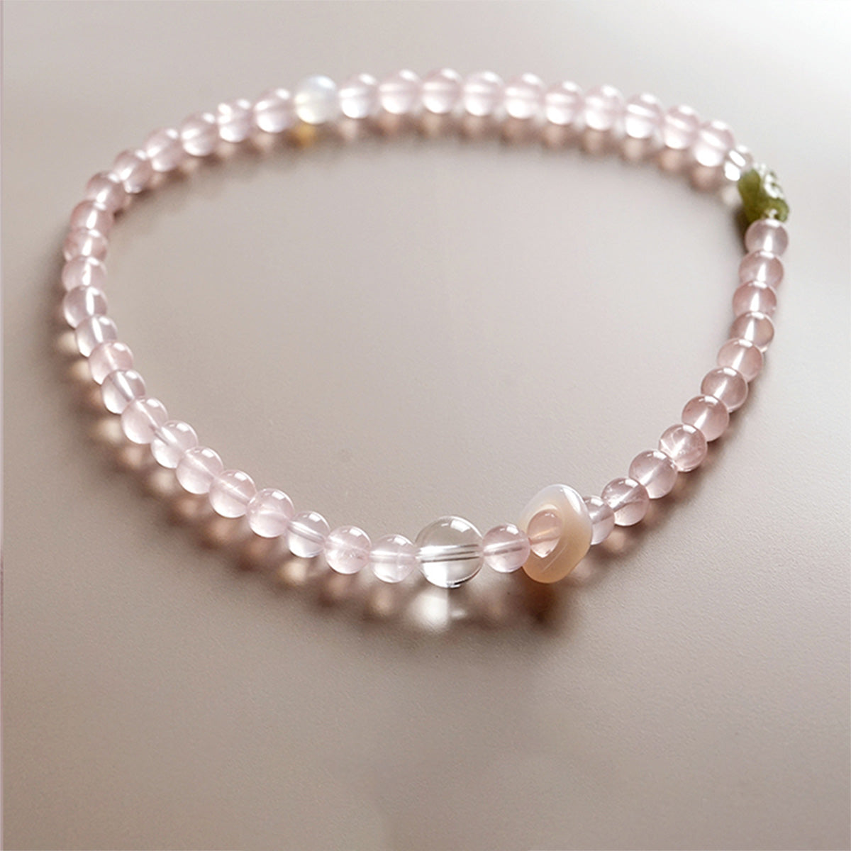 Heartfelt Love Rose Quartz and Jade Bracelet