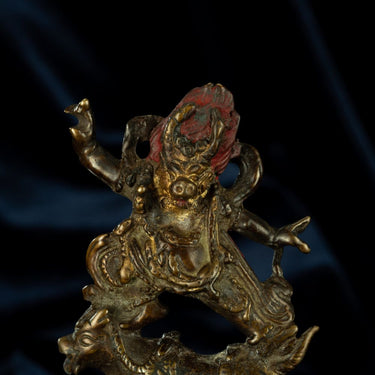 Ming Dynasty Statue of Yama, the Lord of the Underworld Antique Tibetan Buddhist Statue Gilded Tibet Pure Tibetan