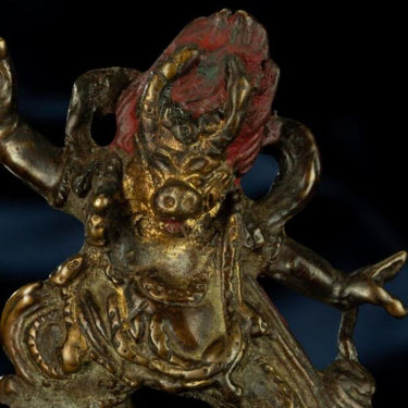 Ming Dynasty Statue of Yama, the Lord of the Underworld Antique Tibetan Buddhist Statue Gilded Tibet Pure Tibetan