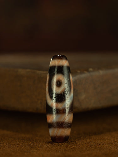 Tibetan Full Cinnabar Taiji Two-Eye Old Dzi Amulet Pendant