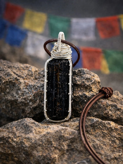 Protection Black Tourmaline Natural Crystal Pendant