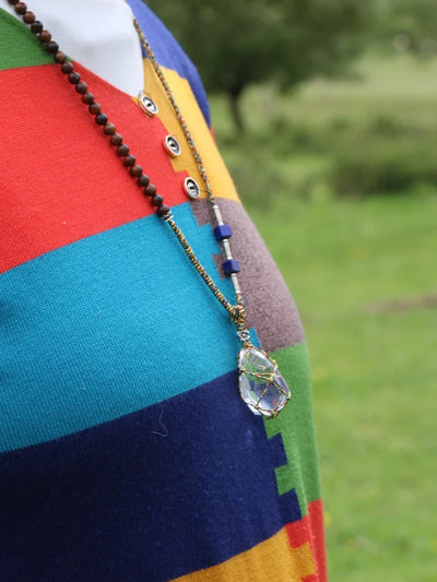 Kailash Energy Essence of Soul Recovery Clear Quartz Pendant with Lapis Lazuli and Sterling Silver