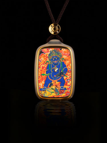 Fierce Fortune Black Jambhala Thangka Buddha Pendant