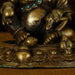 13th Century Tibetan Antique Buddha Statue Yellow God of Wealth Turquoise Inlay  Pala Style