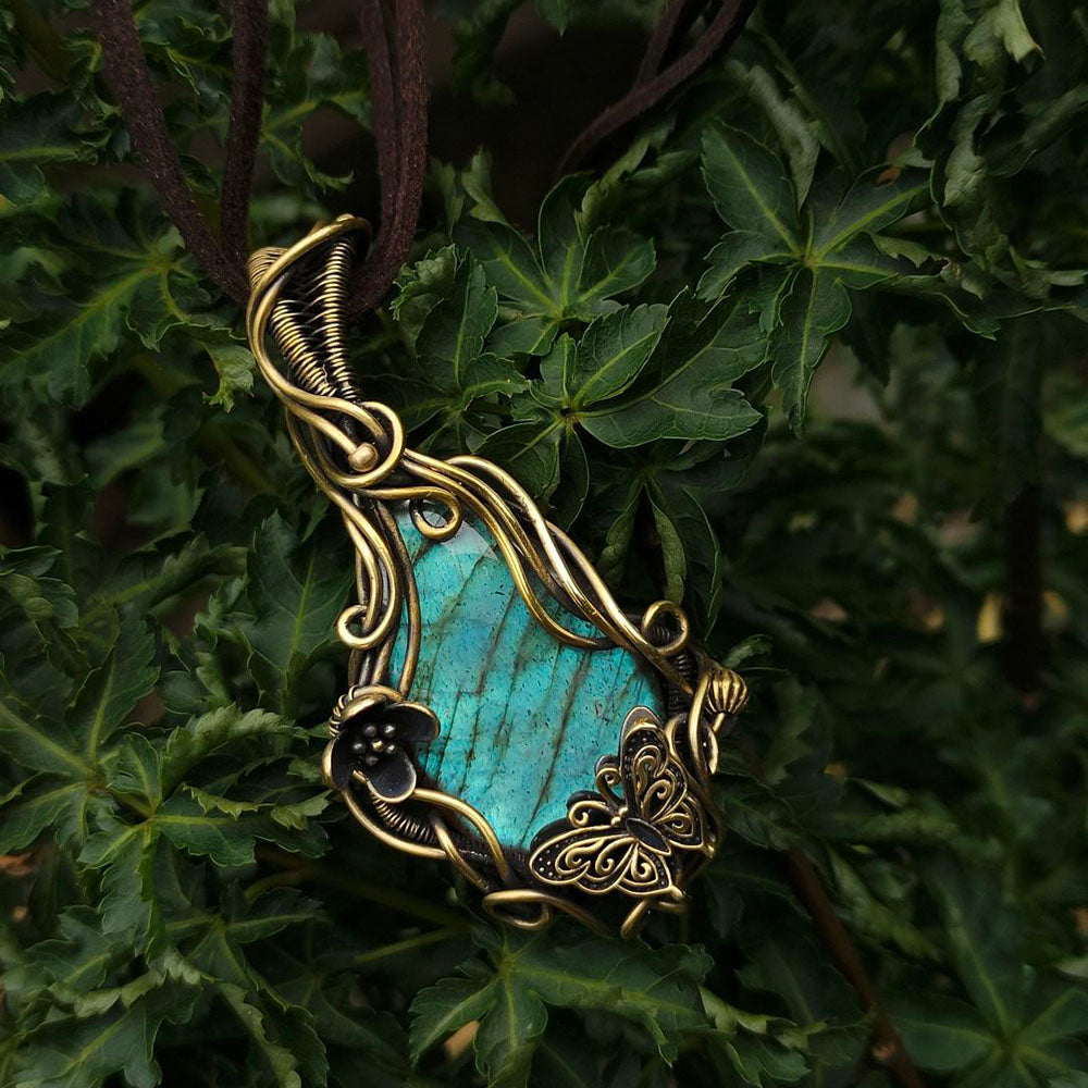 Nature's Guardian Labradorite Copper Pendant