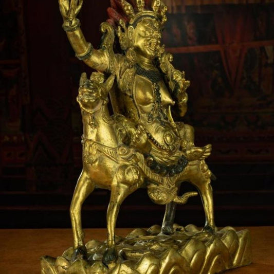 Qing Dynasty Statue of Goddess of Auspiciousness Antique Tibetan Buddhist Statue Pure Gold Tibet Pure Tibetan