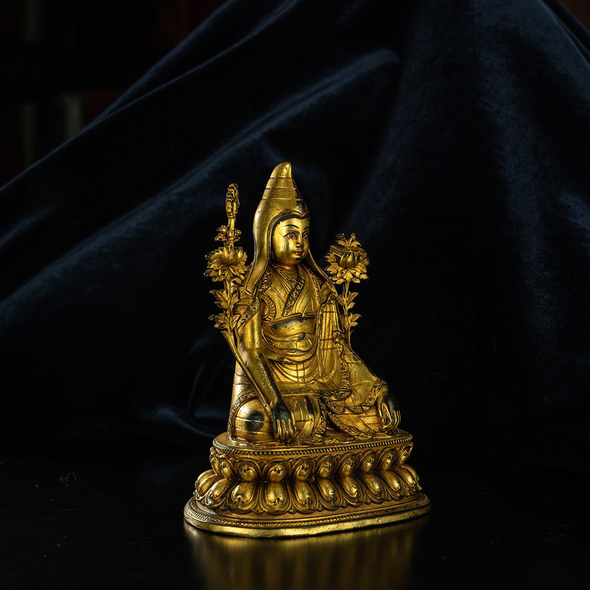 Qing Dynasty  Master Tsongkhapa Tibetan Antique Buddha Statues Man Gong Man Jin Shui  Nagqu Xiaodeng Temple Oriental Treasure