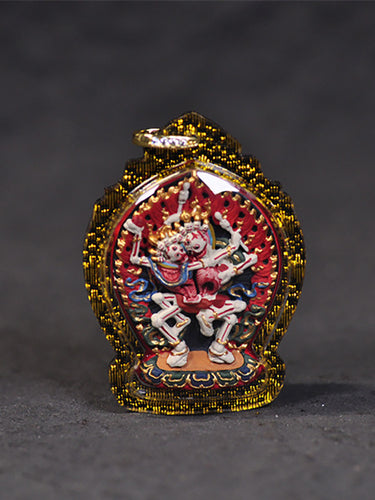 Tibetan Clay Chitipati Painted Pendant