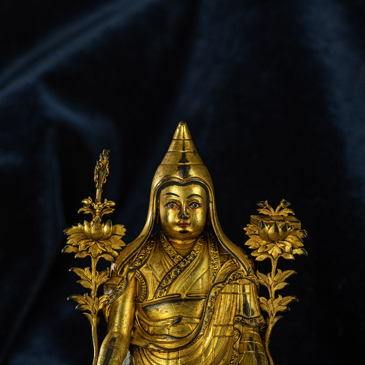 Qing Dynasty  Master Tsongkhapa Tibetan Antique Buddha Statues Man Gong Man Jin Shui  Nagqu Xiaodeng Temple Oriental Treasure