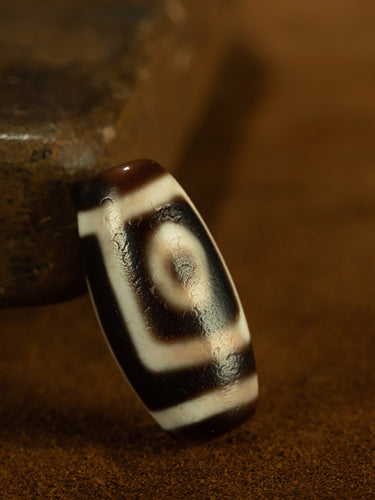 Tibetan Pure Cinnabar Dzi Bead Pendant | King-Level Two-Eye Gate Dzi Amulet