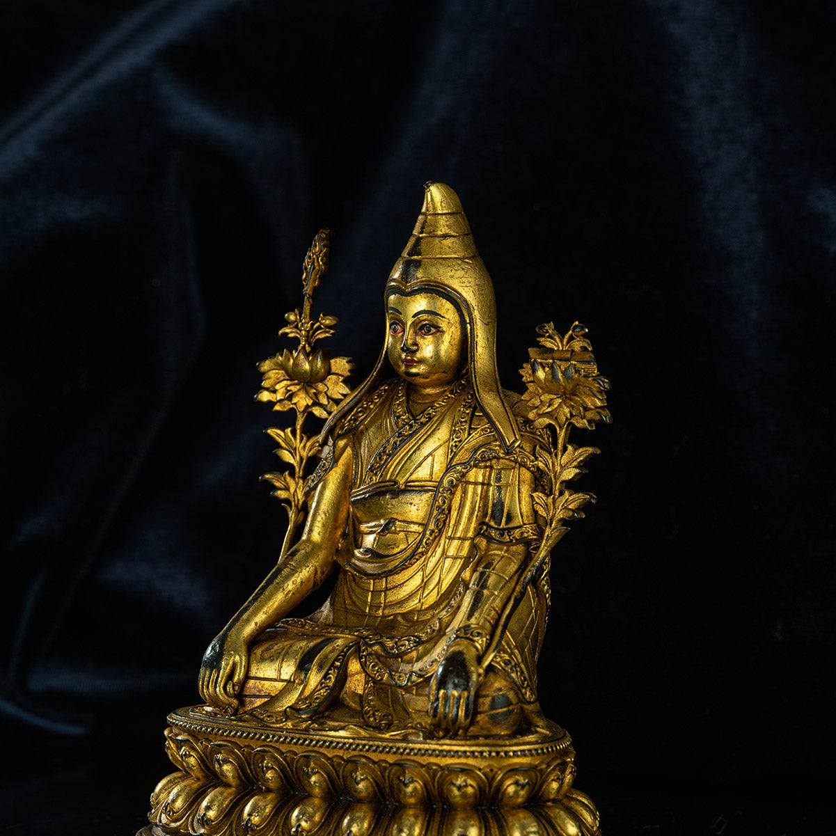 Qing Dynasty  Master Tsongkhapa Tibetan Antique Buddha Statues Man Gong Man Jin Shui  Nagqu Xiaodeng Temple Oriental Treasure