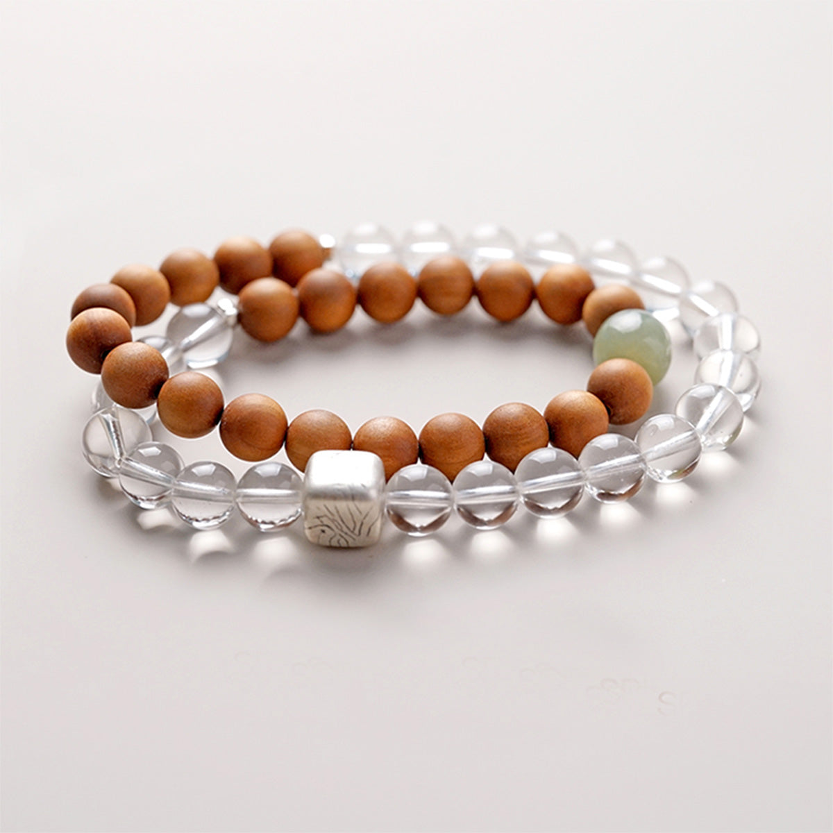 Lucky Energy Clear Quartz and Jade Bracelet